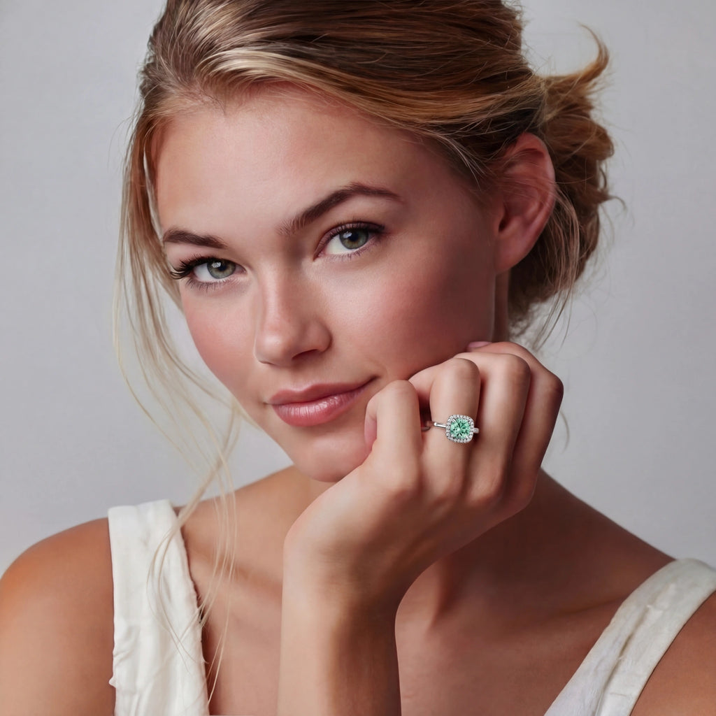 Emerald Glow Halo Ring