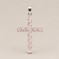 Indian Devotional Pendant - Silver Plated (45cm Chain)- Rose Quartz Crucifix