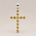 Indian Devotional Pendant - Silver Plated (45cm Chain)- Citrine Crucifix